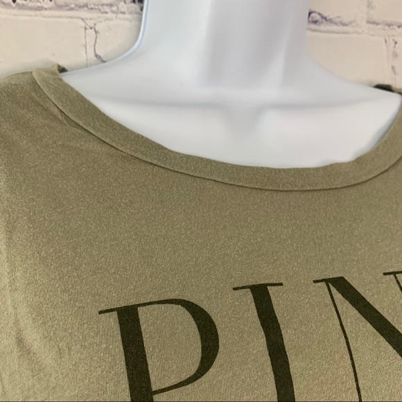 VS PINK Green Logo Girlfriend Crew Tee L - Picture 3 of 6